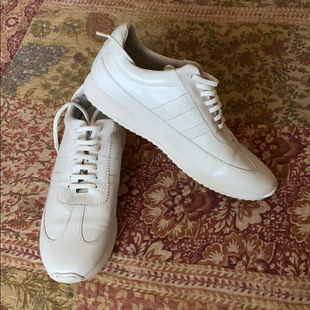 ZARA Unisex White Leather Sneakers/12N